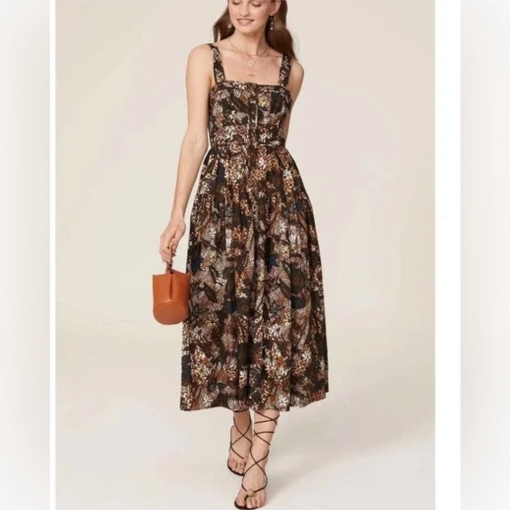 ULLA JOHNSON Isabela Square Neck Midi Dress Sz 4